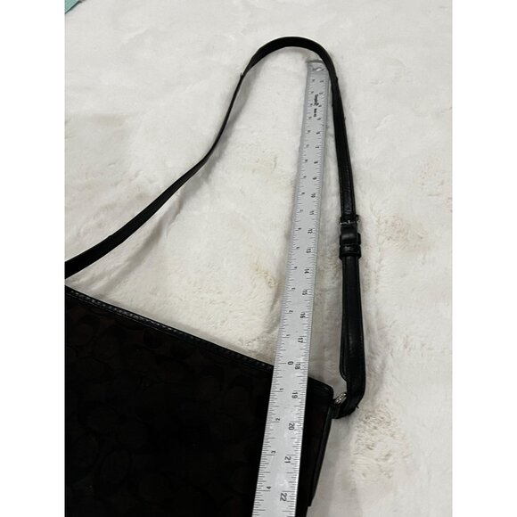 Coach Signature Crossbody Shoulder Bag Dark Brown/Black - Picture 9 of 13